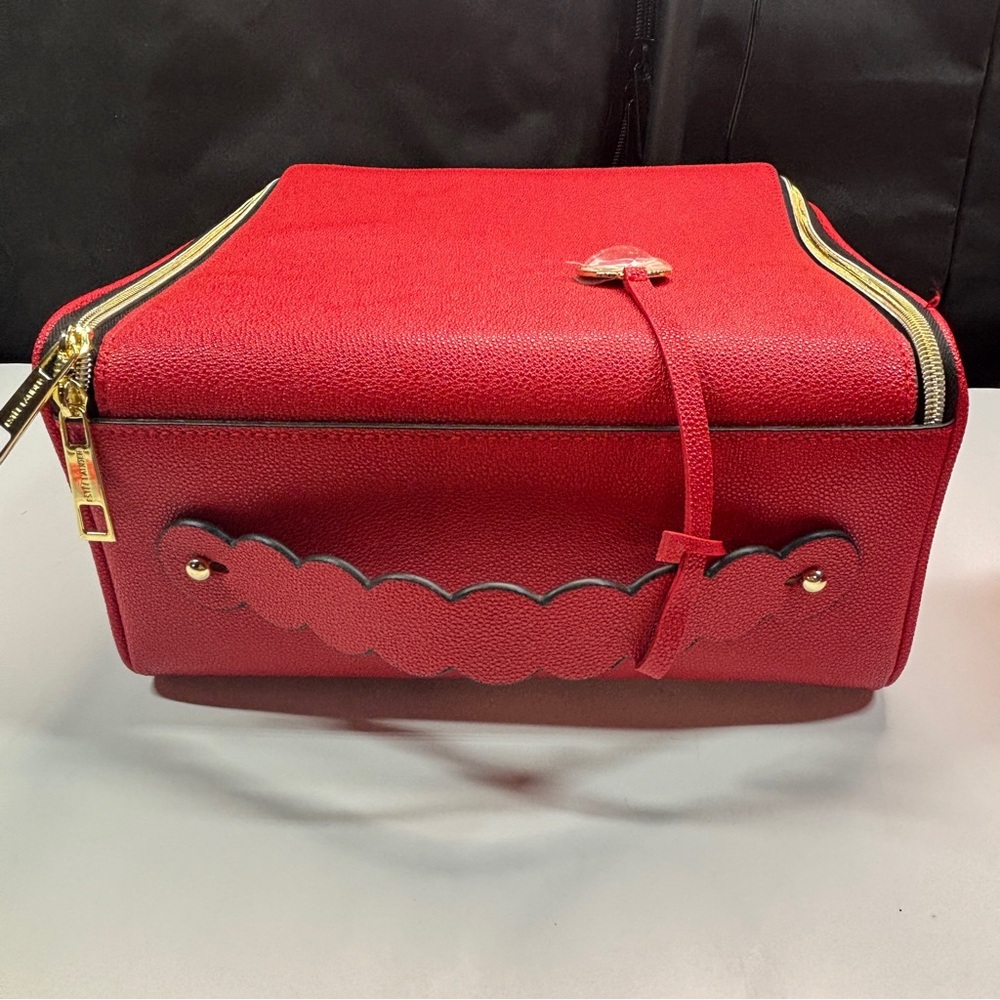 2 Estee Lauder Bags Double Train Case Red Velvet Professional Hard Zipper Bow - Picture 10 of 16